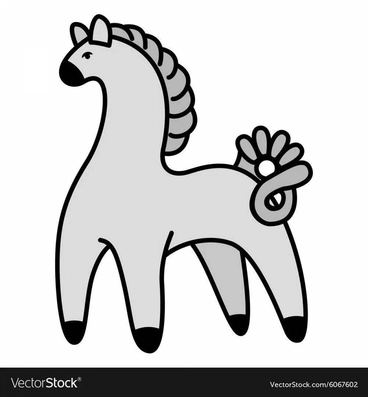 Раскраска волшебная дымковская лошадь для детей