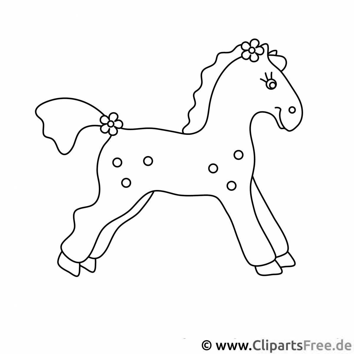 Удивительная дымковская лошадь раскраска для детей