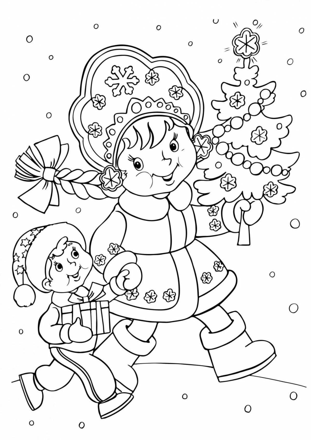 Coloring cute Christmas Snow Maiden