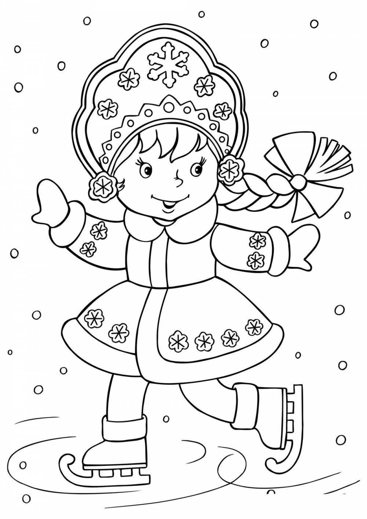 Funny Christmas coloring Snow Maiden
