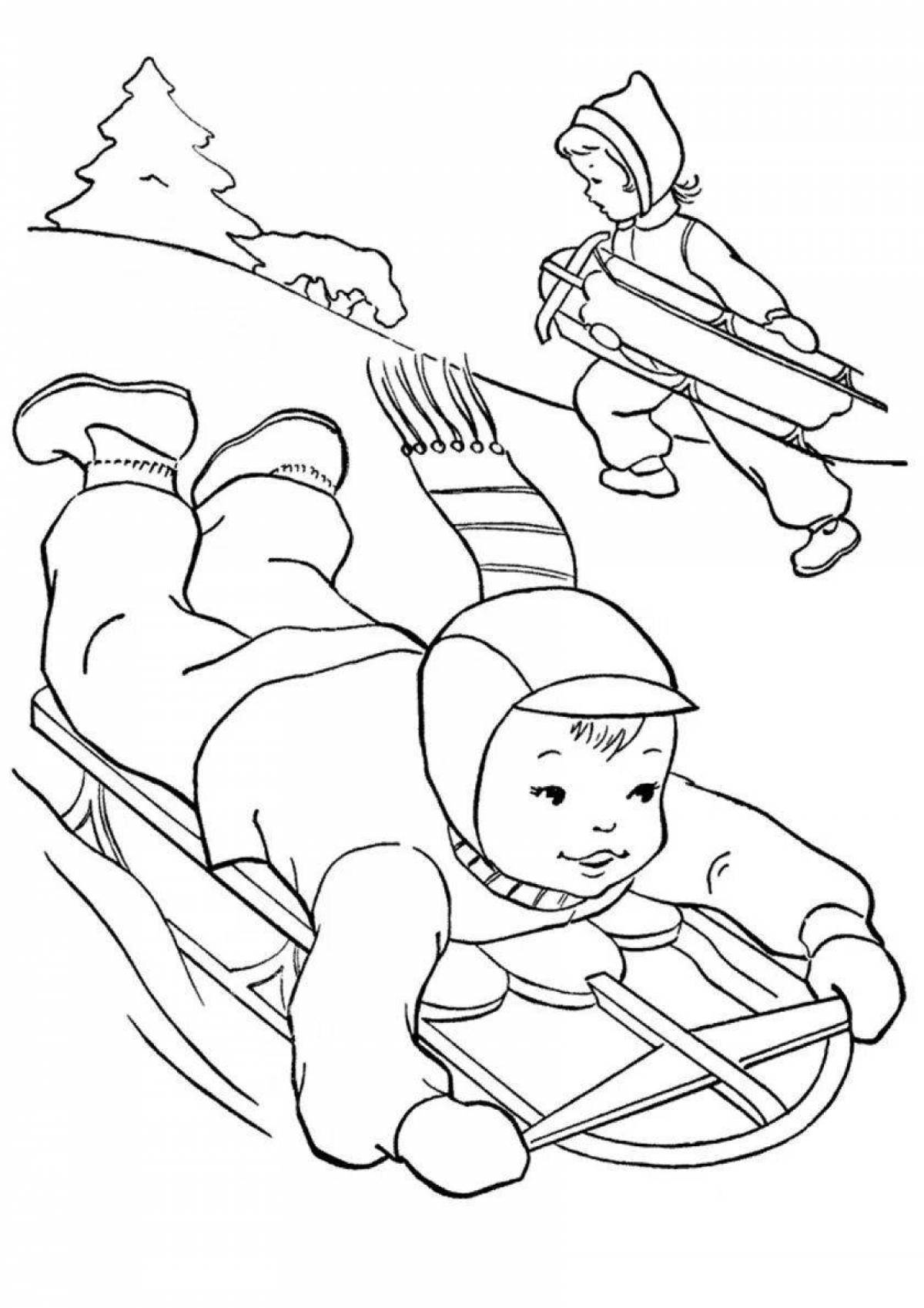 Wonderful winter sports coloring book for kids