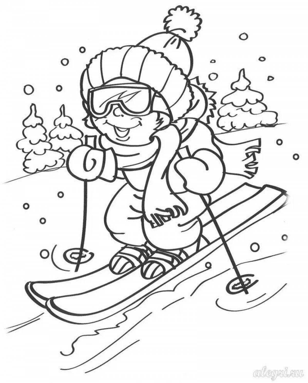Live coloring winter sports for children