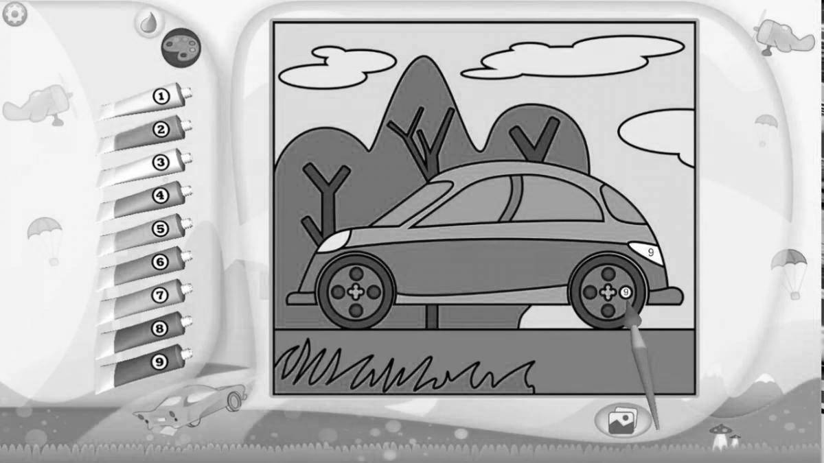 Colorful car coloring for kids