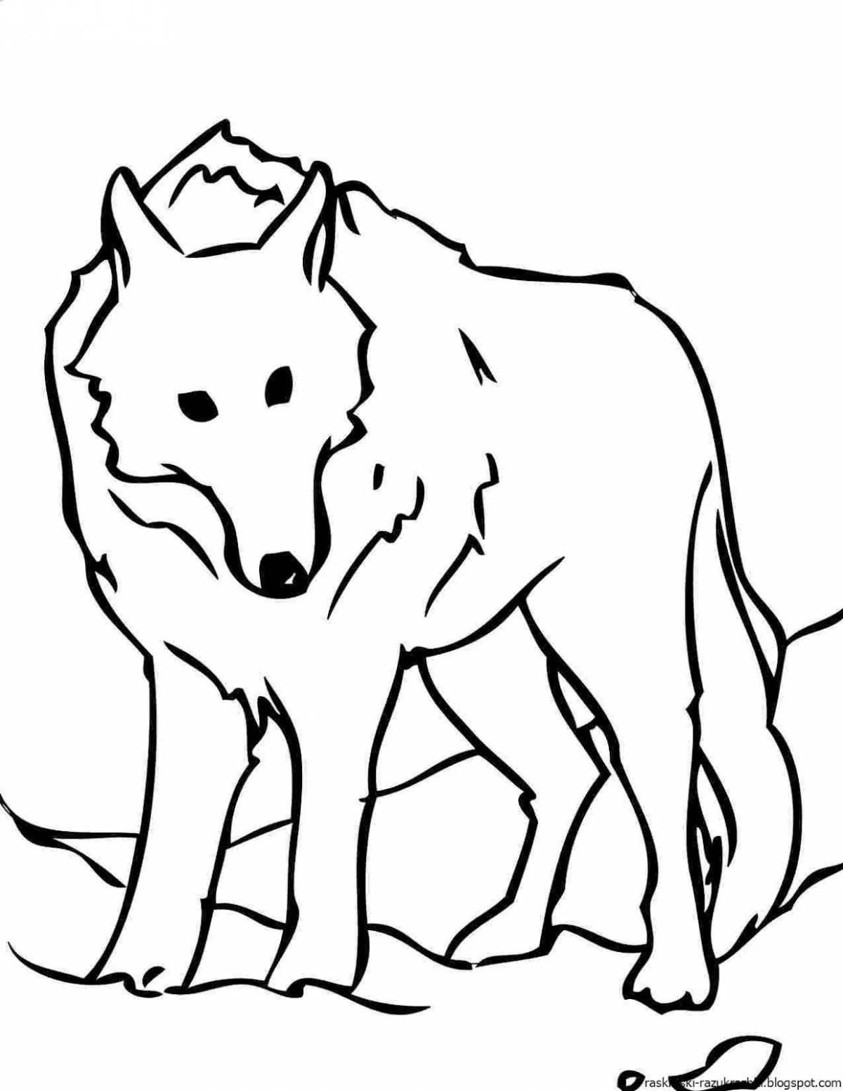 Элегантная раскраска рисунок волка для детей