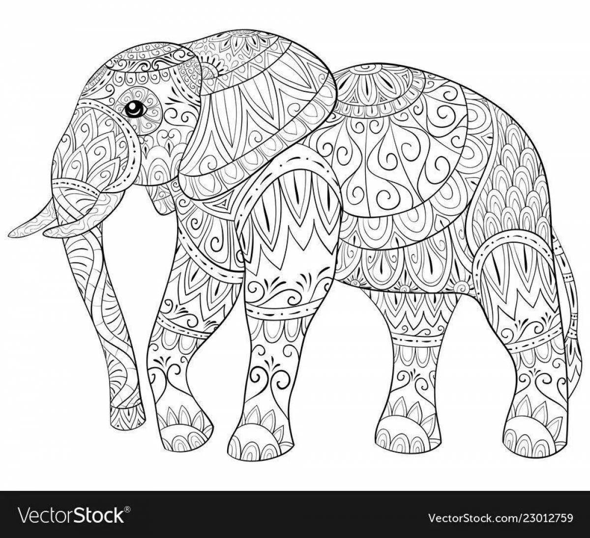Colorful African Elephant Coloring Page