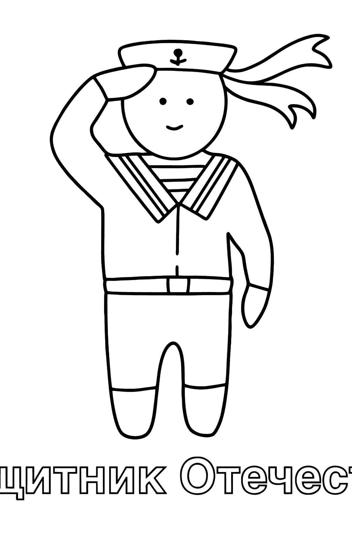Bright coloring sailor with signal flags