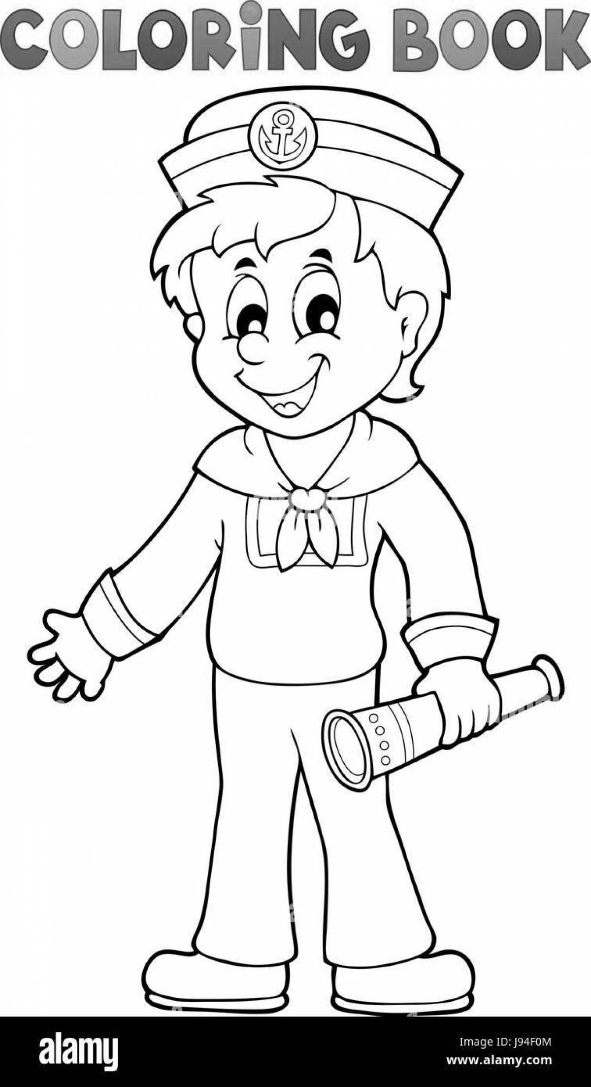 Playful coloring of a sailor with signal flags