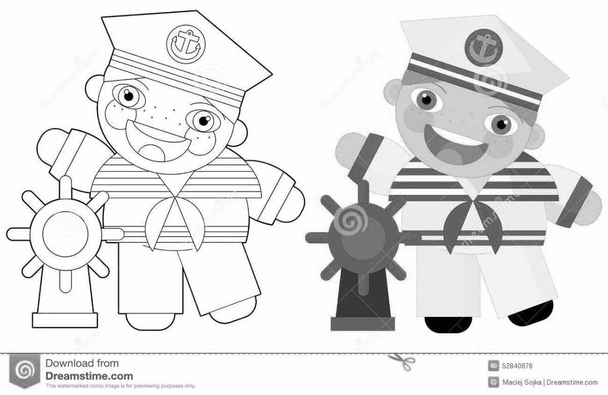 Animated sailor coloring book with signal flags