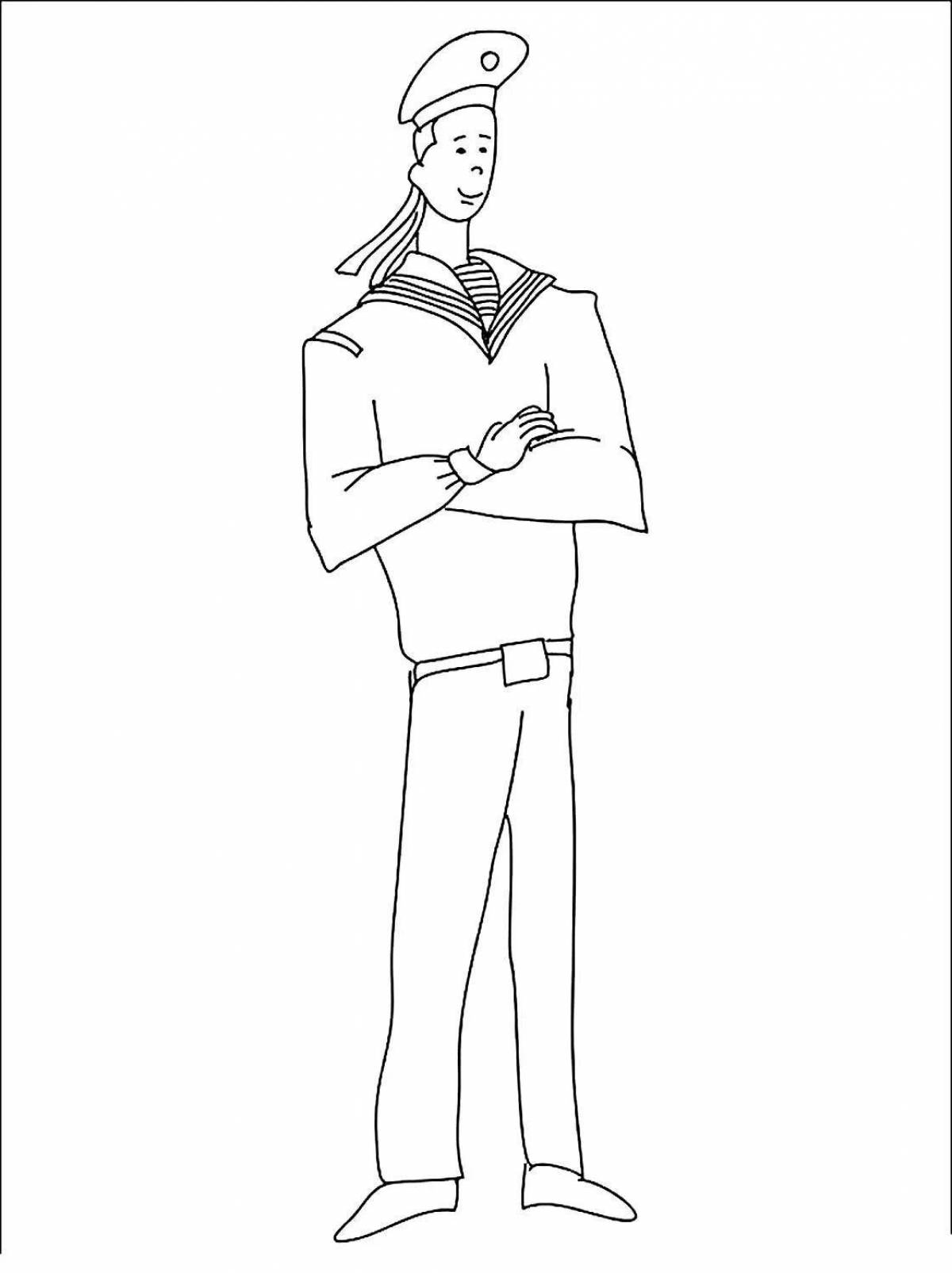 Radiant coloring page sailor with flags