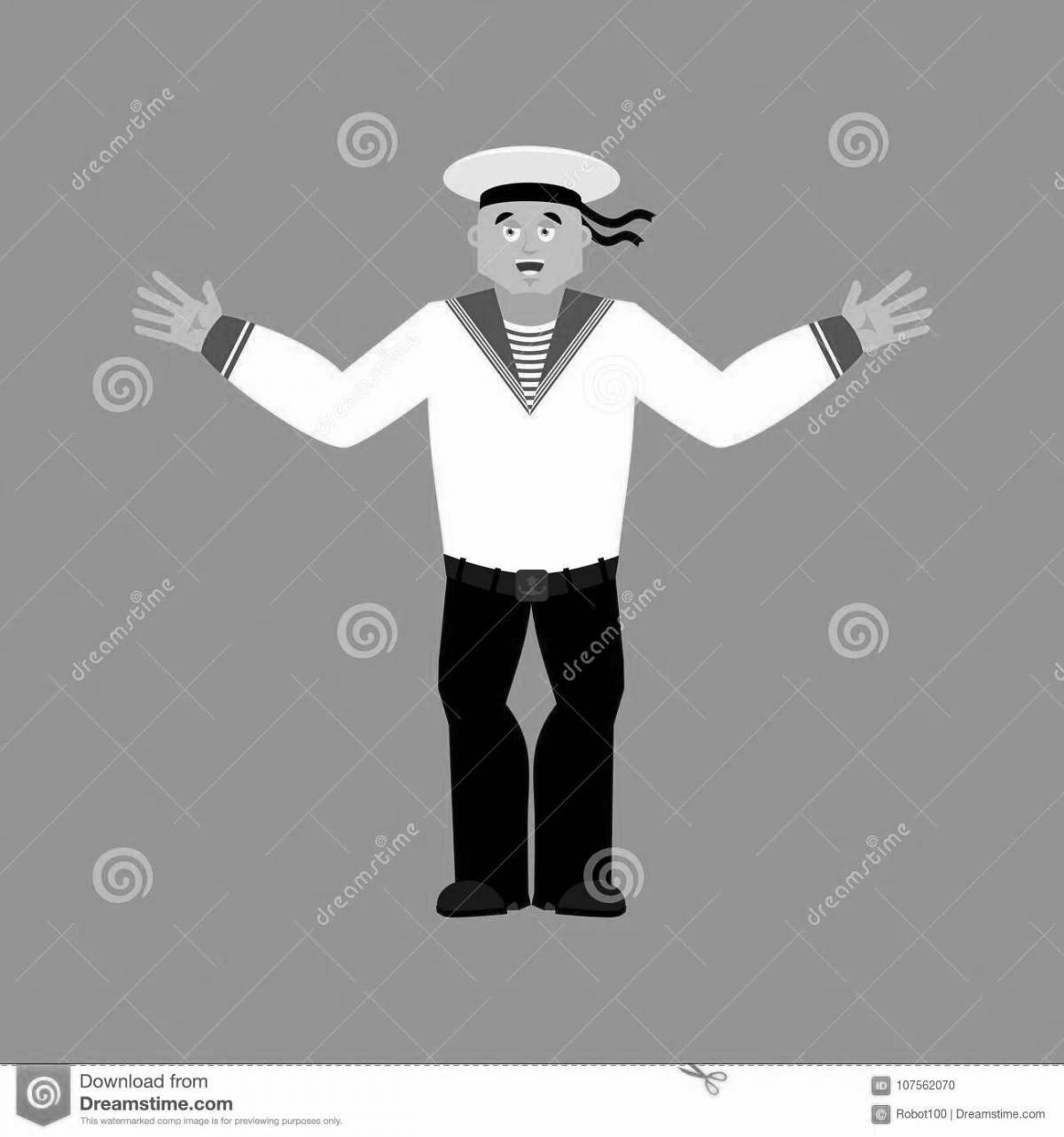Светящаяся раскраска моряк с сигнальными флажками