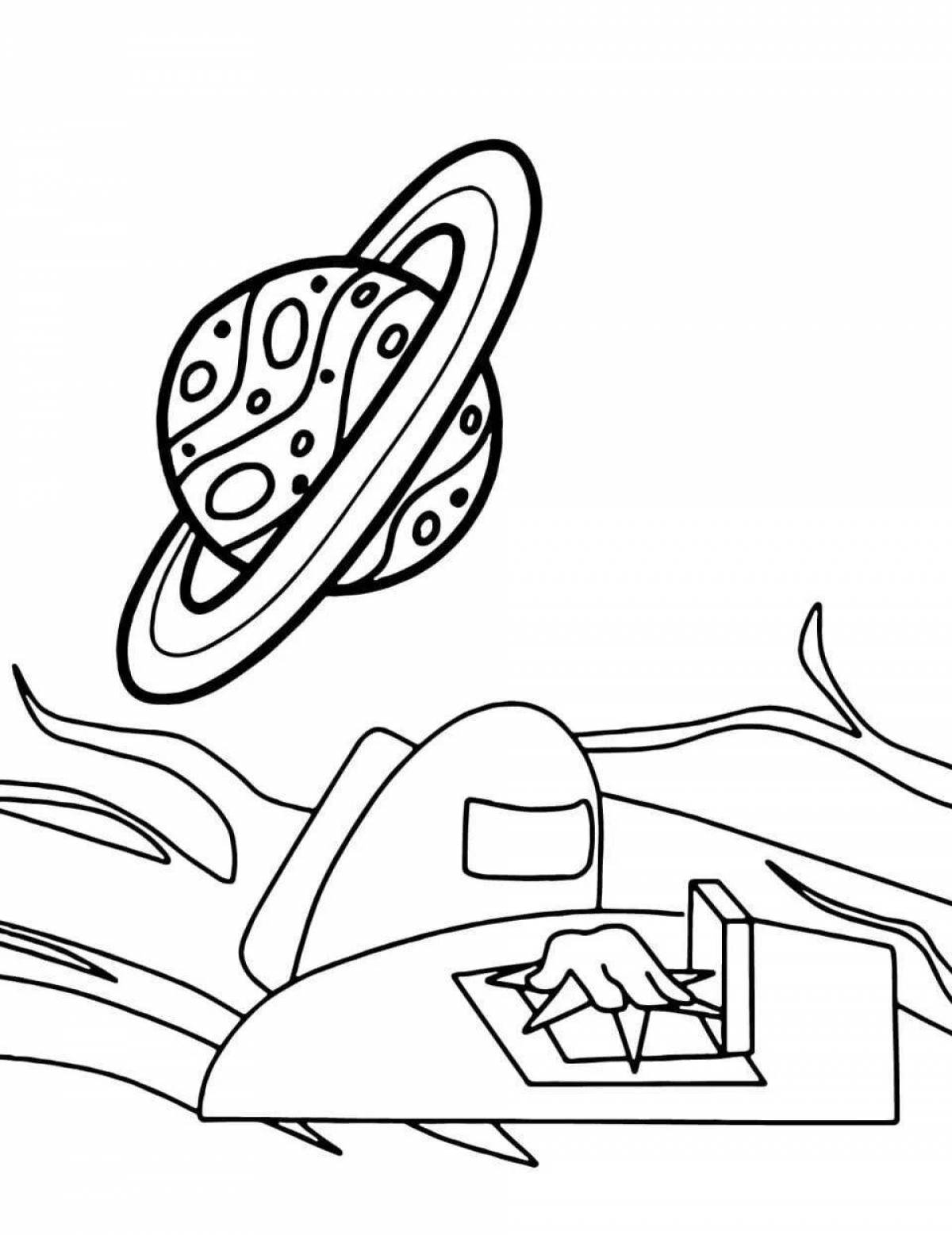 Exciting spaceship coloring page among us
