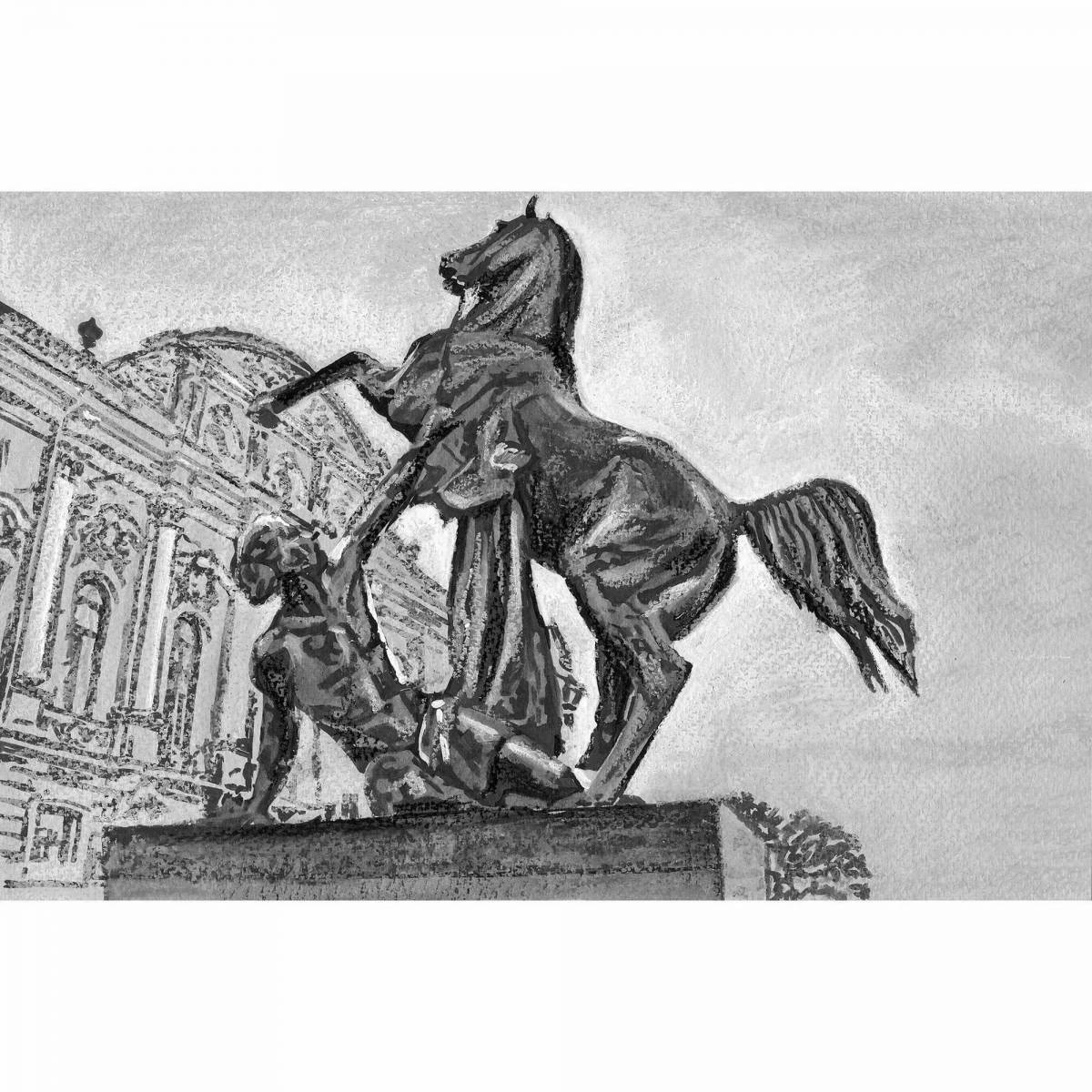 Bright coloring anichkov bridge for kids