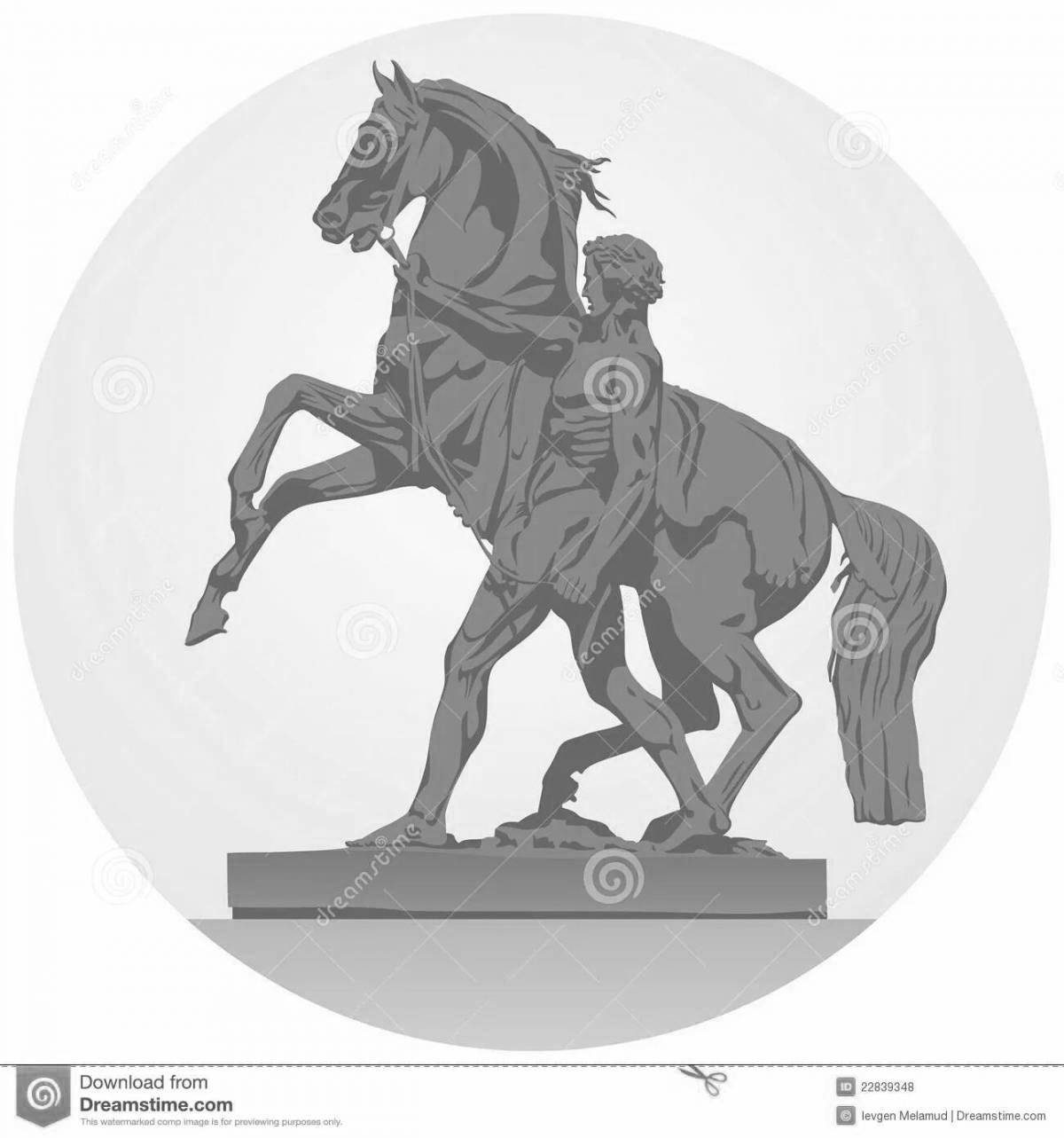 Coloring book joyful anichkov bridge for children