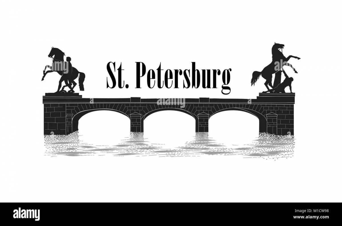 Coloring book glorious anichkov bridge for children