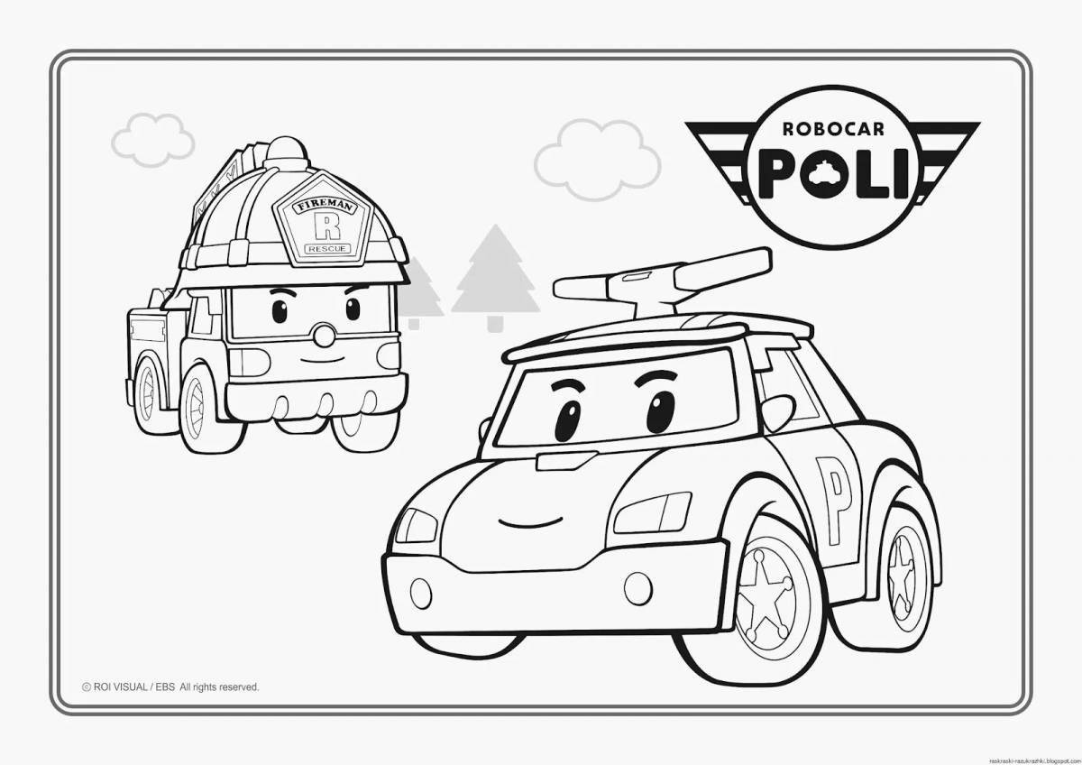 Poly robocar gorgeous firetruck coloring page