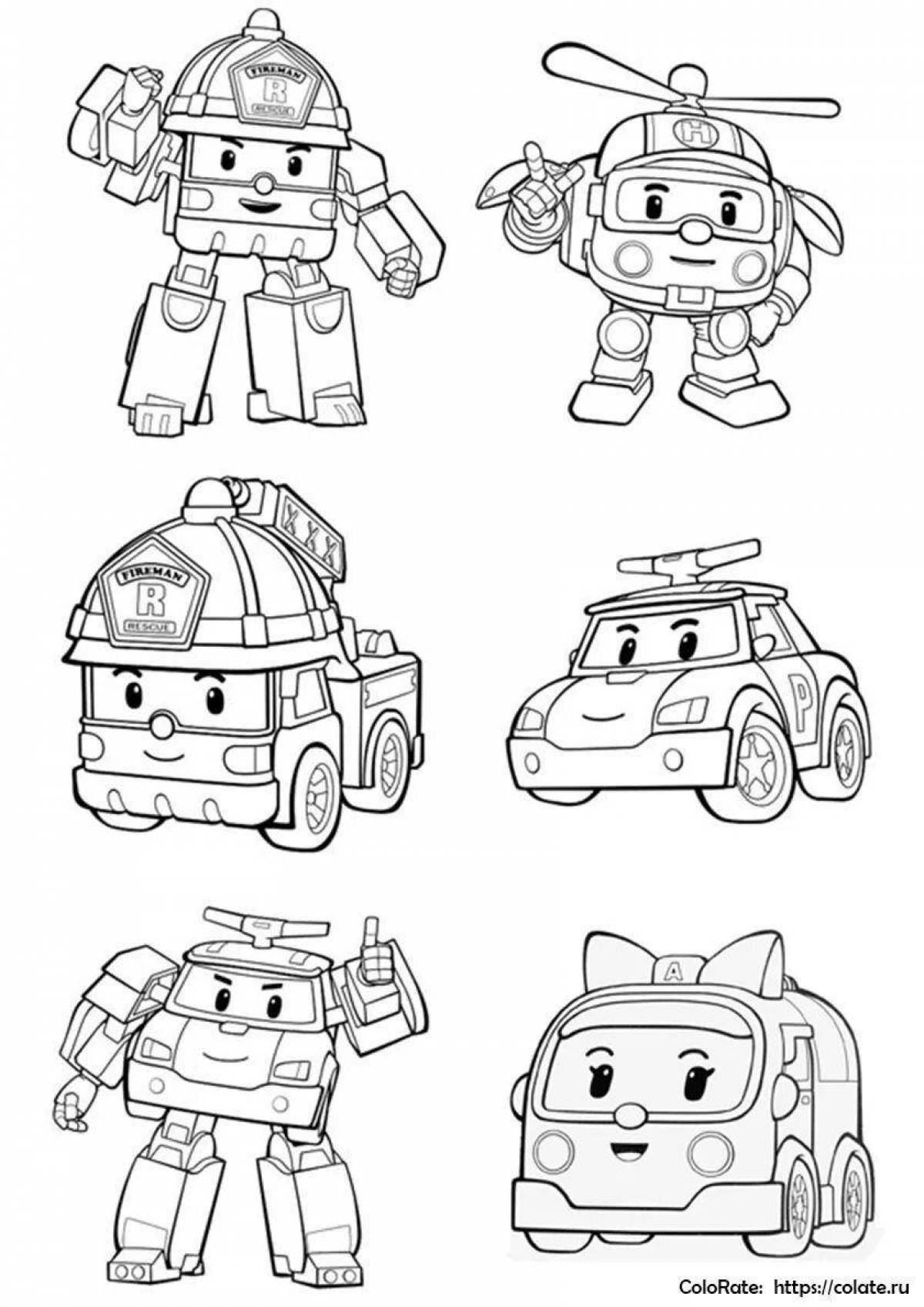 Poly robocar incredible fire truck coloring page
