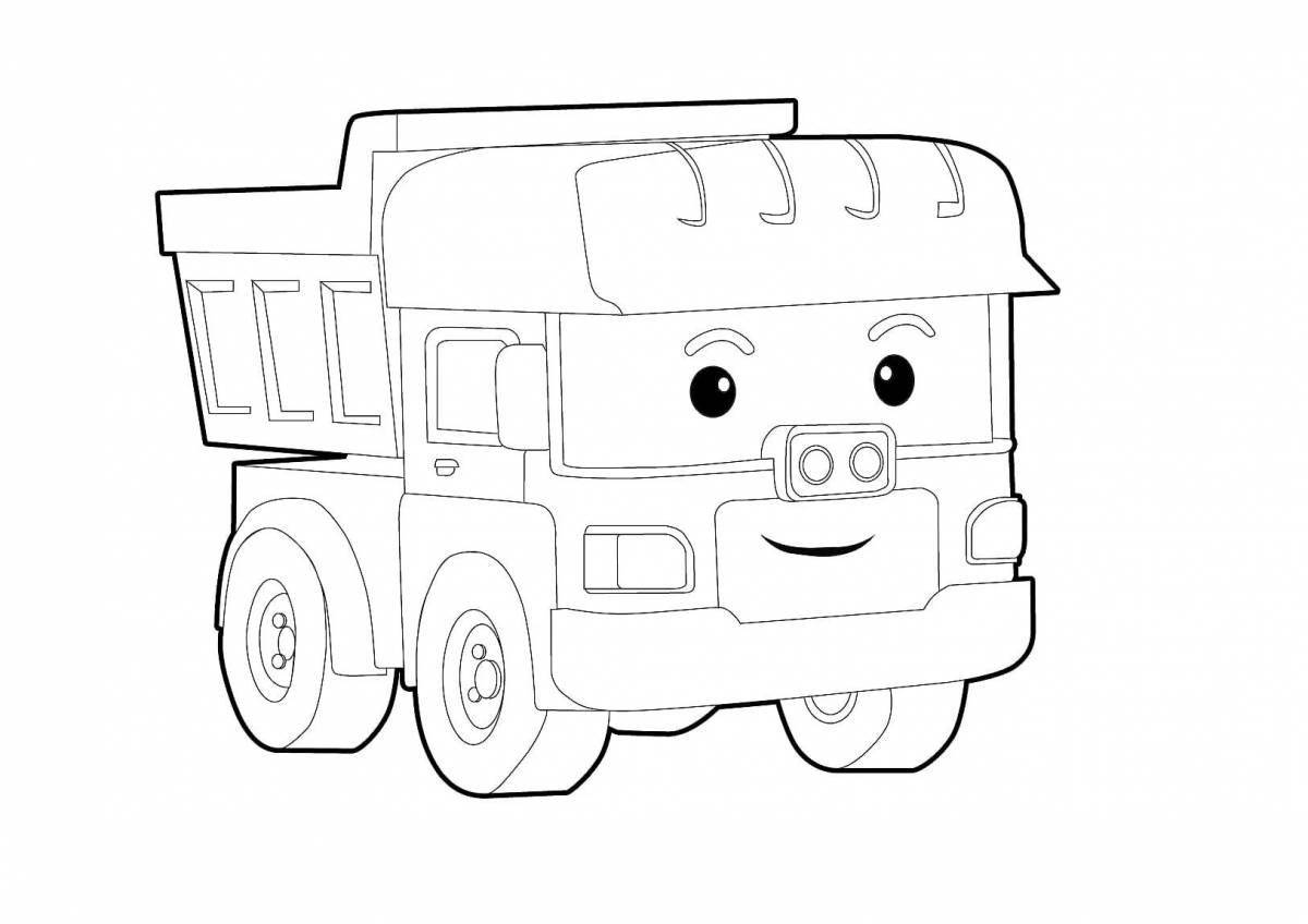 Adorable fire truck poly robocar coloring book