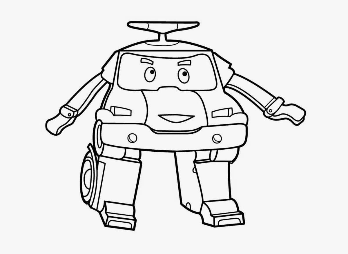 Poly robocar energetic firetruck coloring page