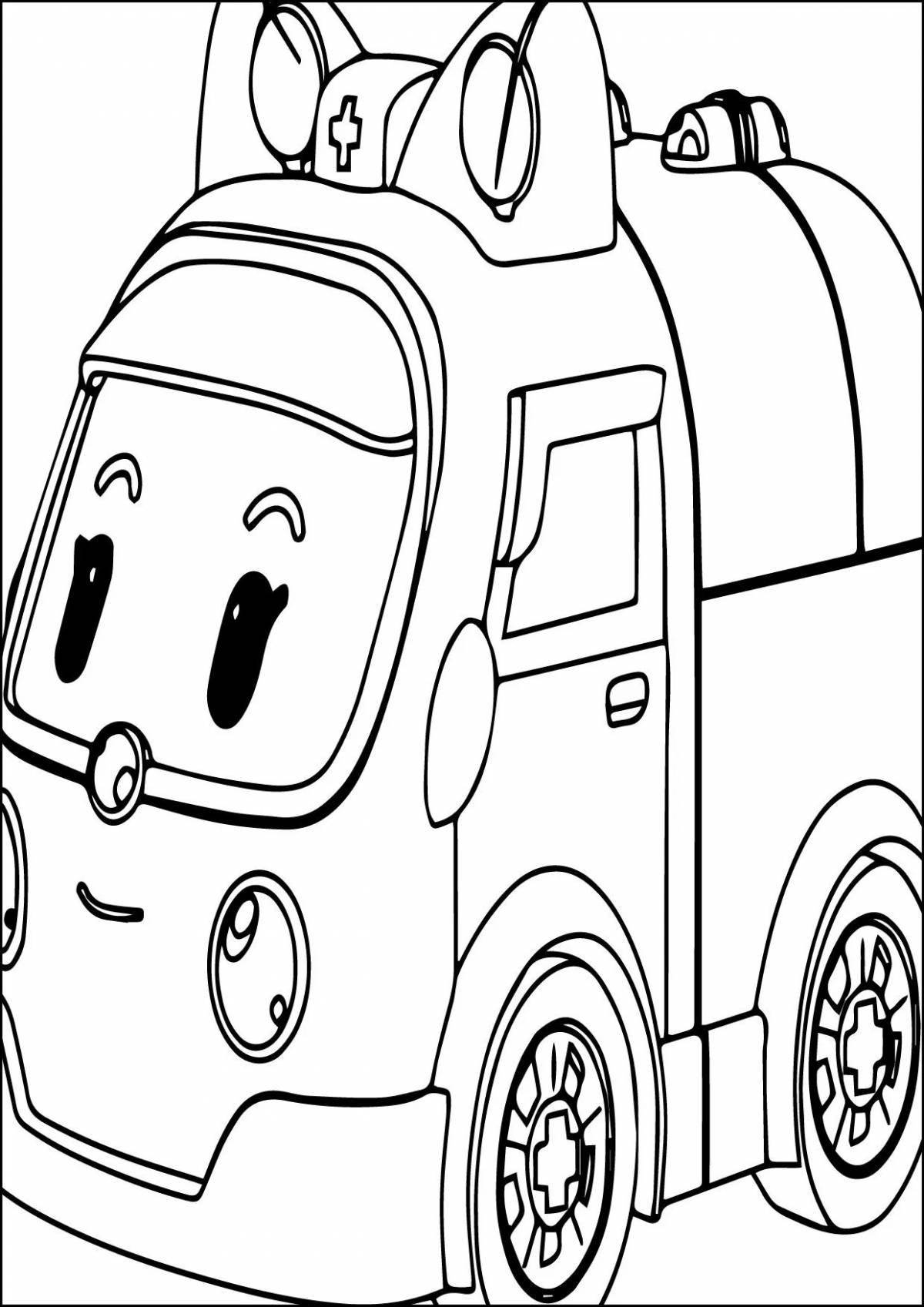 Привлекательная пожарная машина poly robocar coloring page