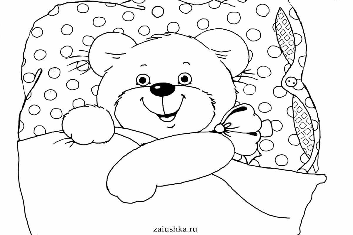 Adorable sleeping bear coloring book for kids