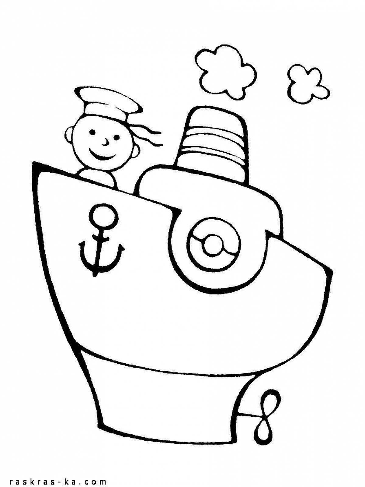 Coloring page happy ship February 23