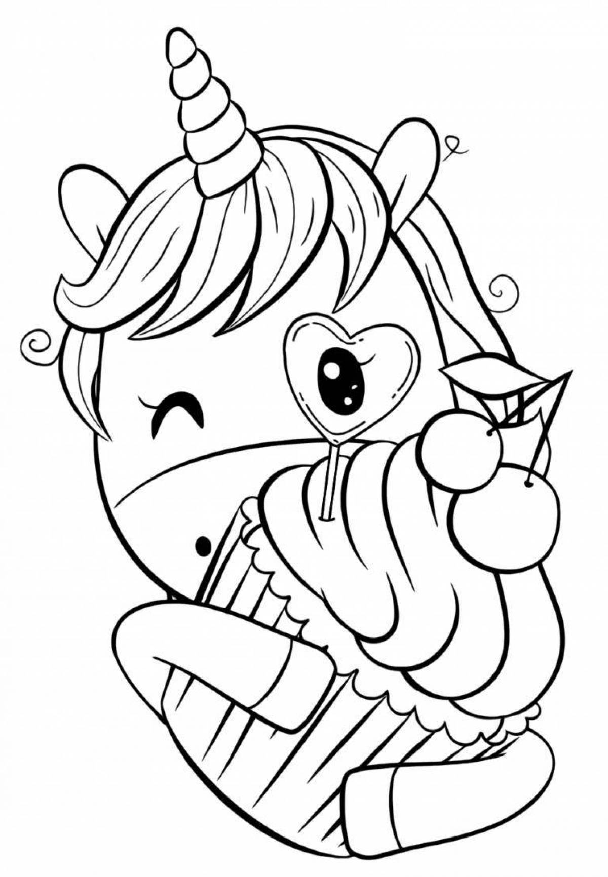 Colourful coloring for girls cute unicorns