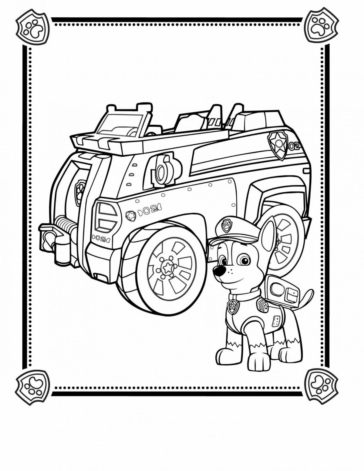 Paw patrol coloring book with cars