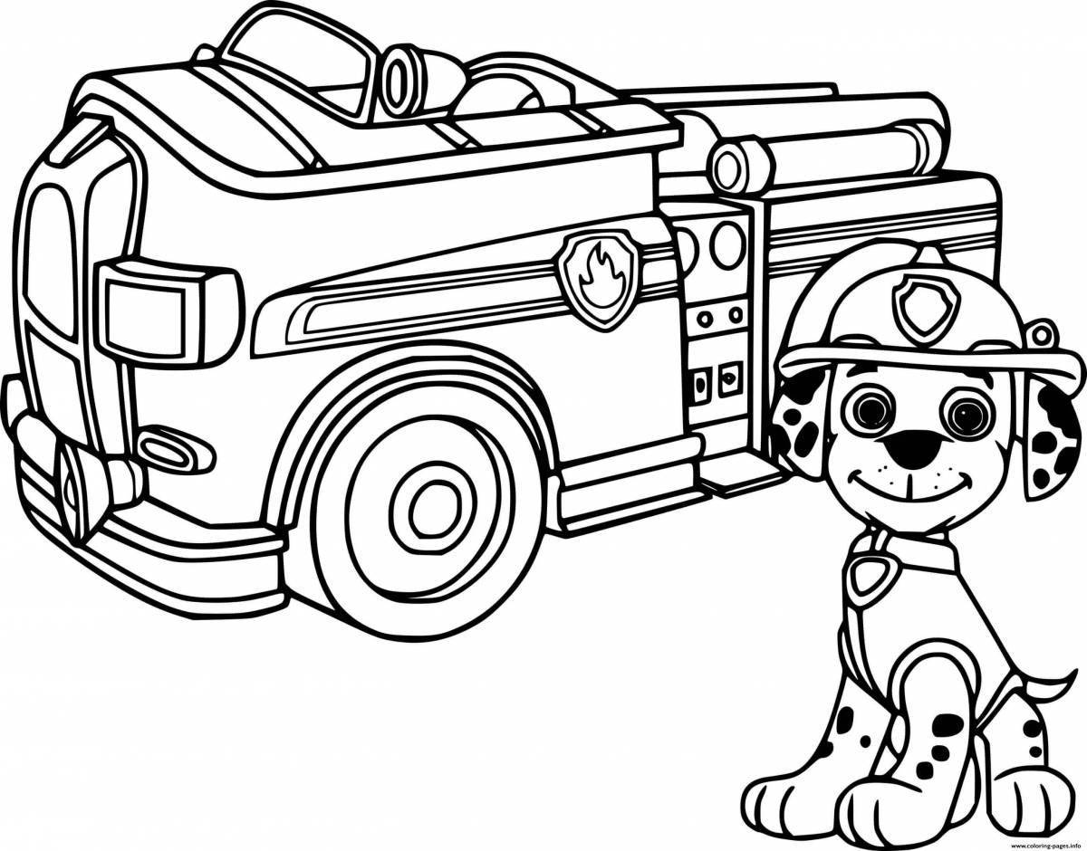 Восхитительная раскраска щенячий патруль с машинками