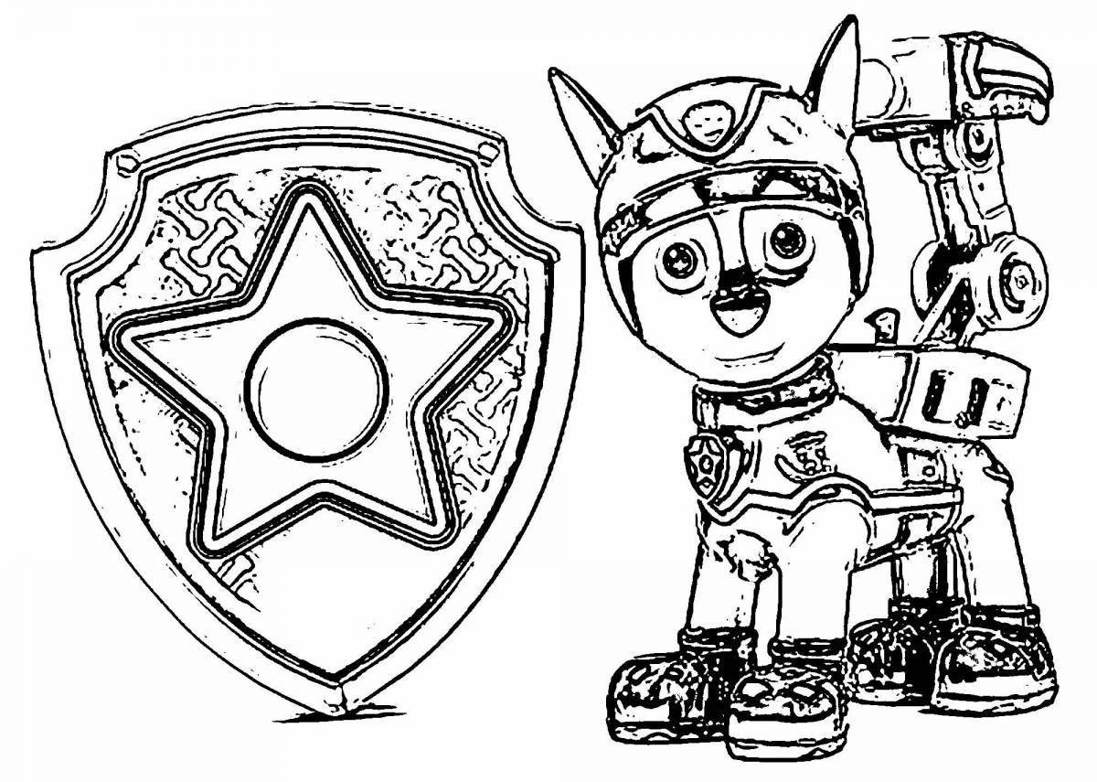 Big coloring page paw patrol with cars