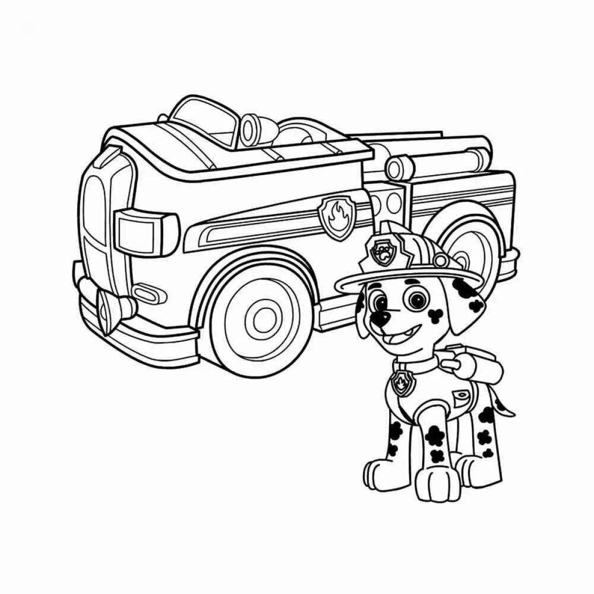 Fashionable coloring page paw patrol with cars