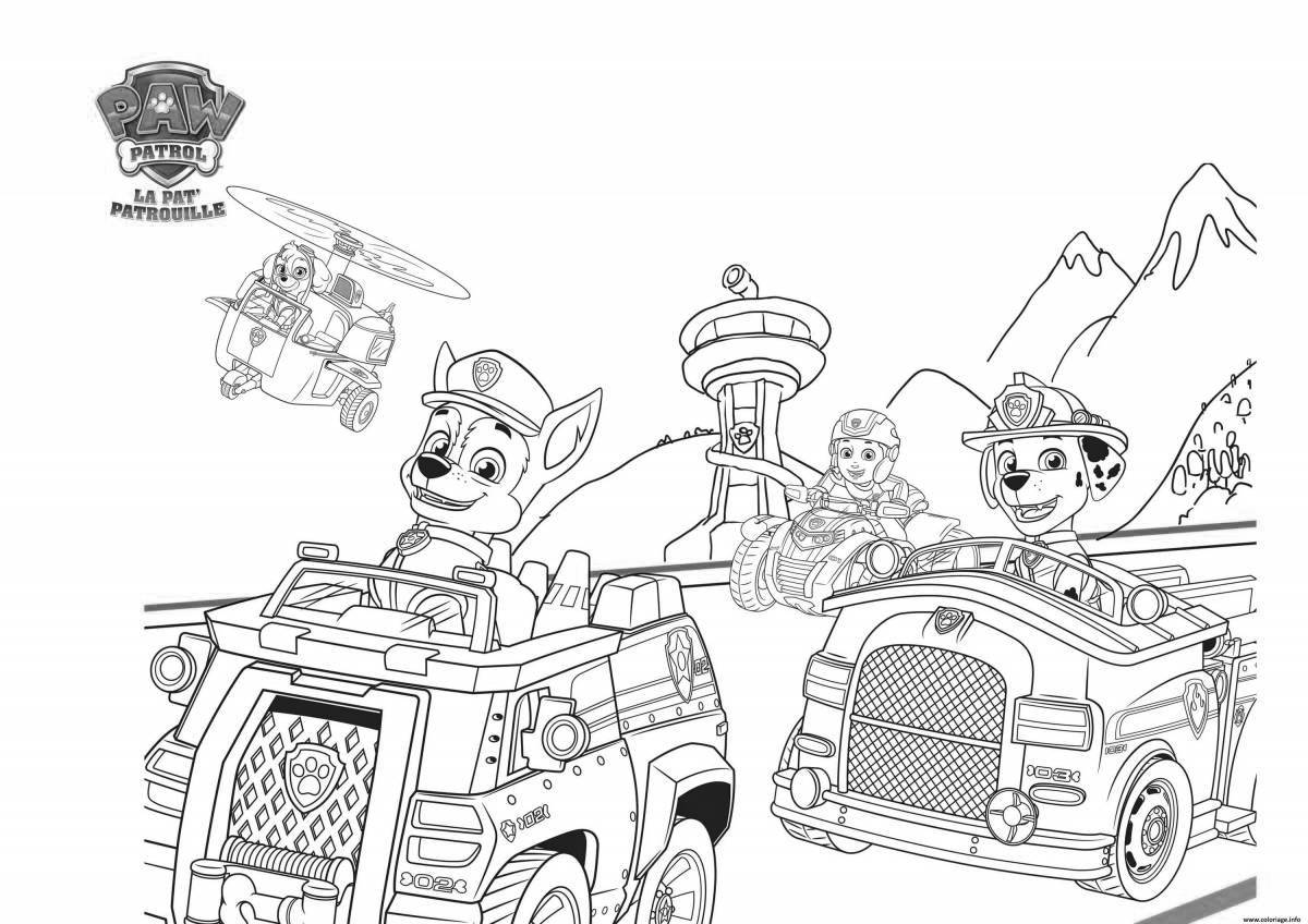 Fun coloring page paw patrol with cars