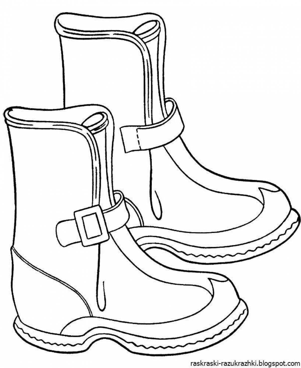 Colourful winter shoes coloring book for children