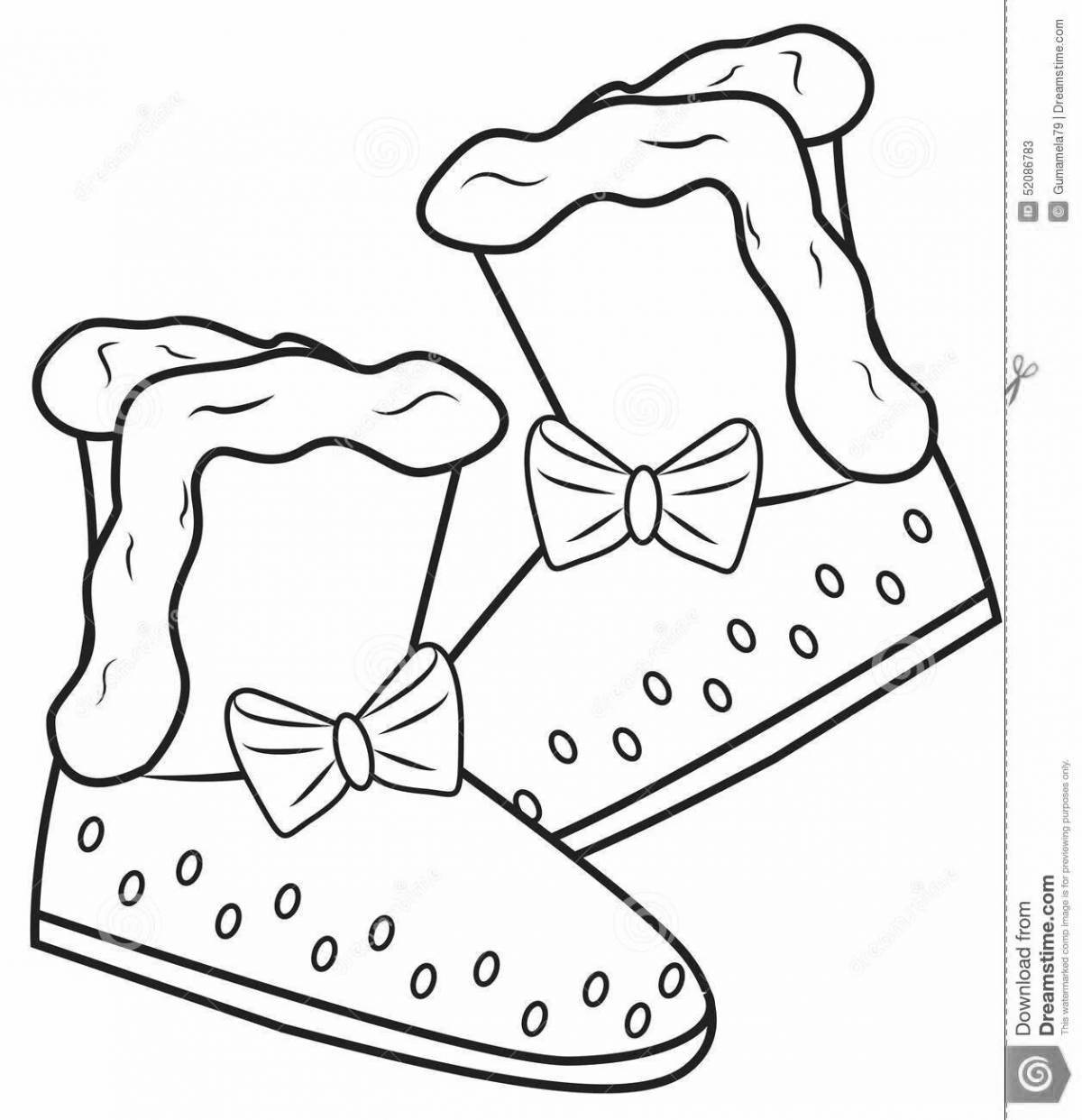 Coloring page adorable winter shoes for kids