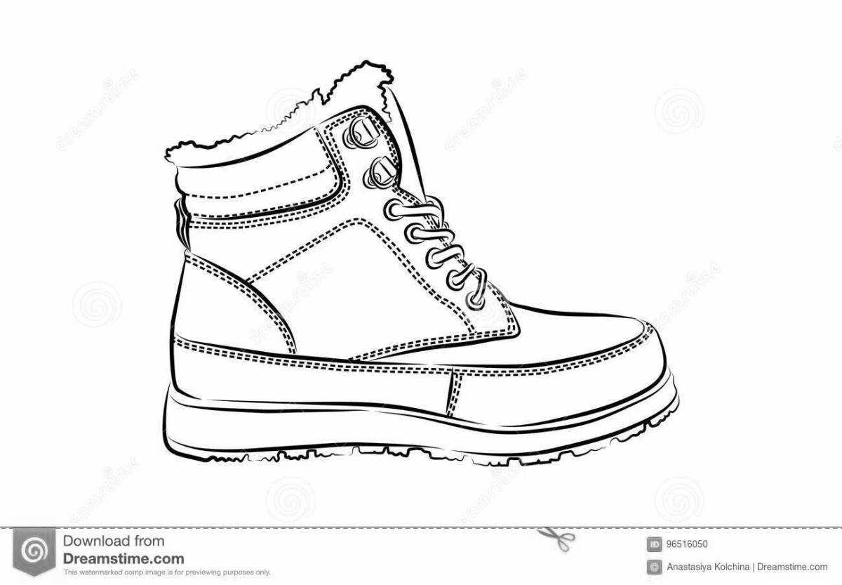 Playful winter shoes coloring page for kids