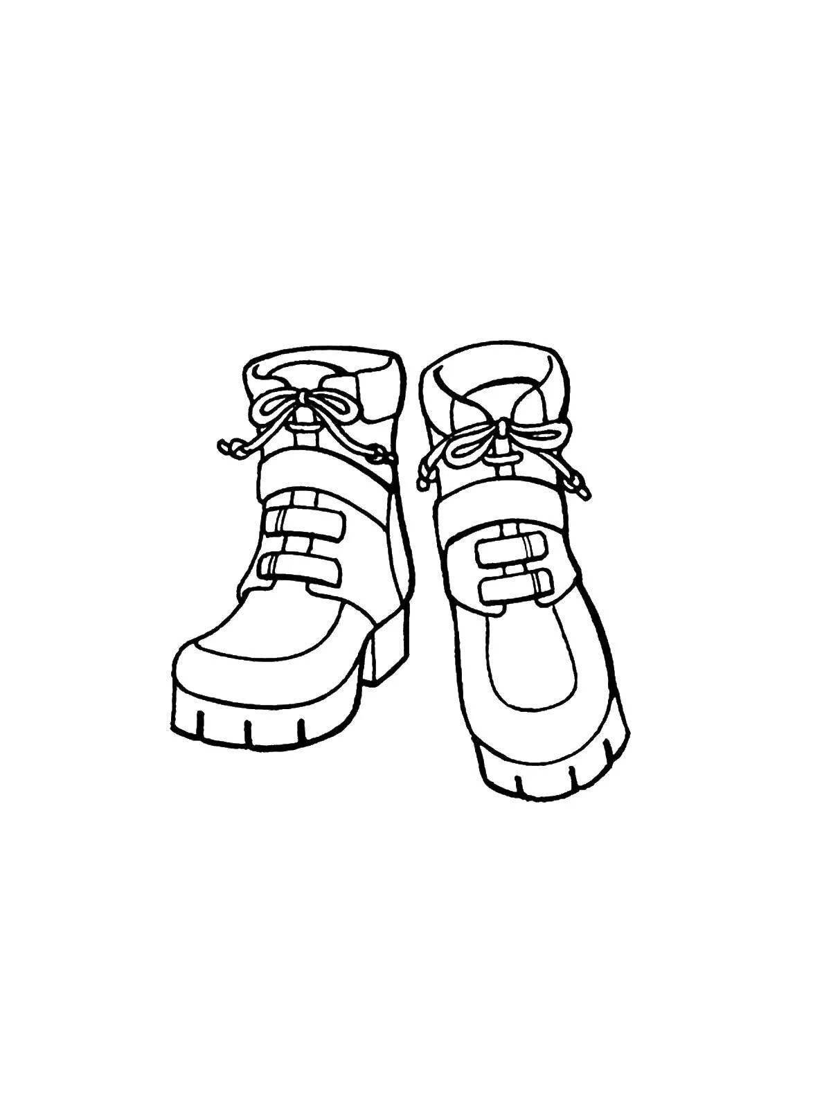 Coloring book shiny winter shoes for children