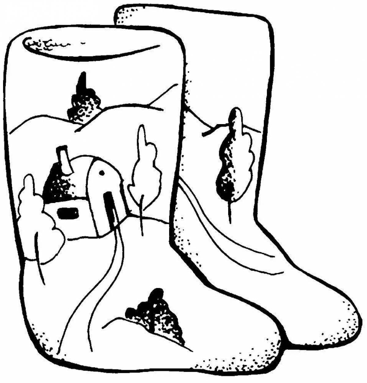 Coloring page magical winter shoes for children