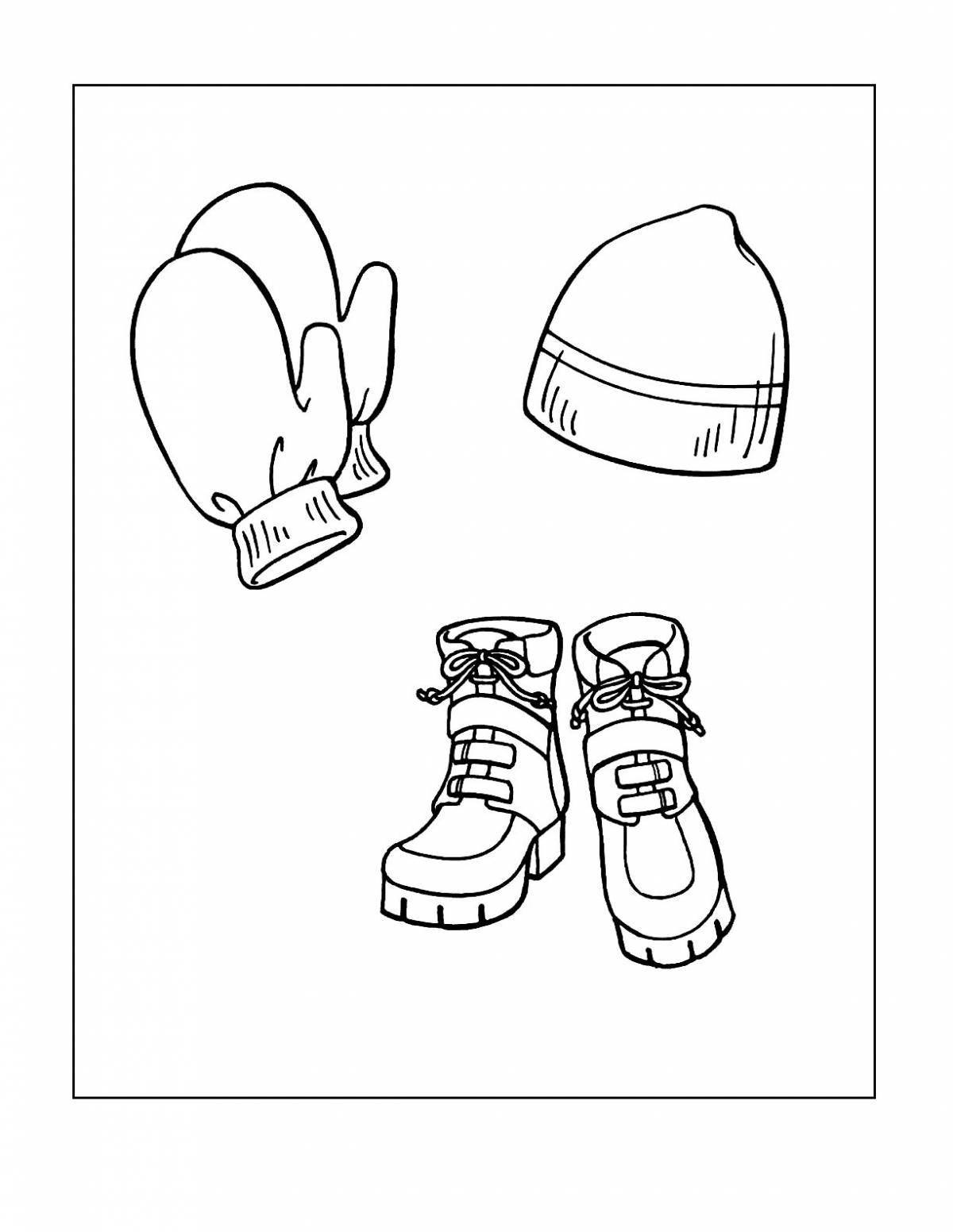 Cute winter shoes coloring book for kids