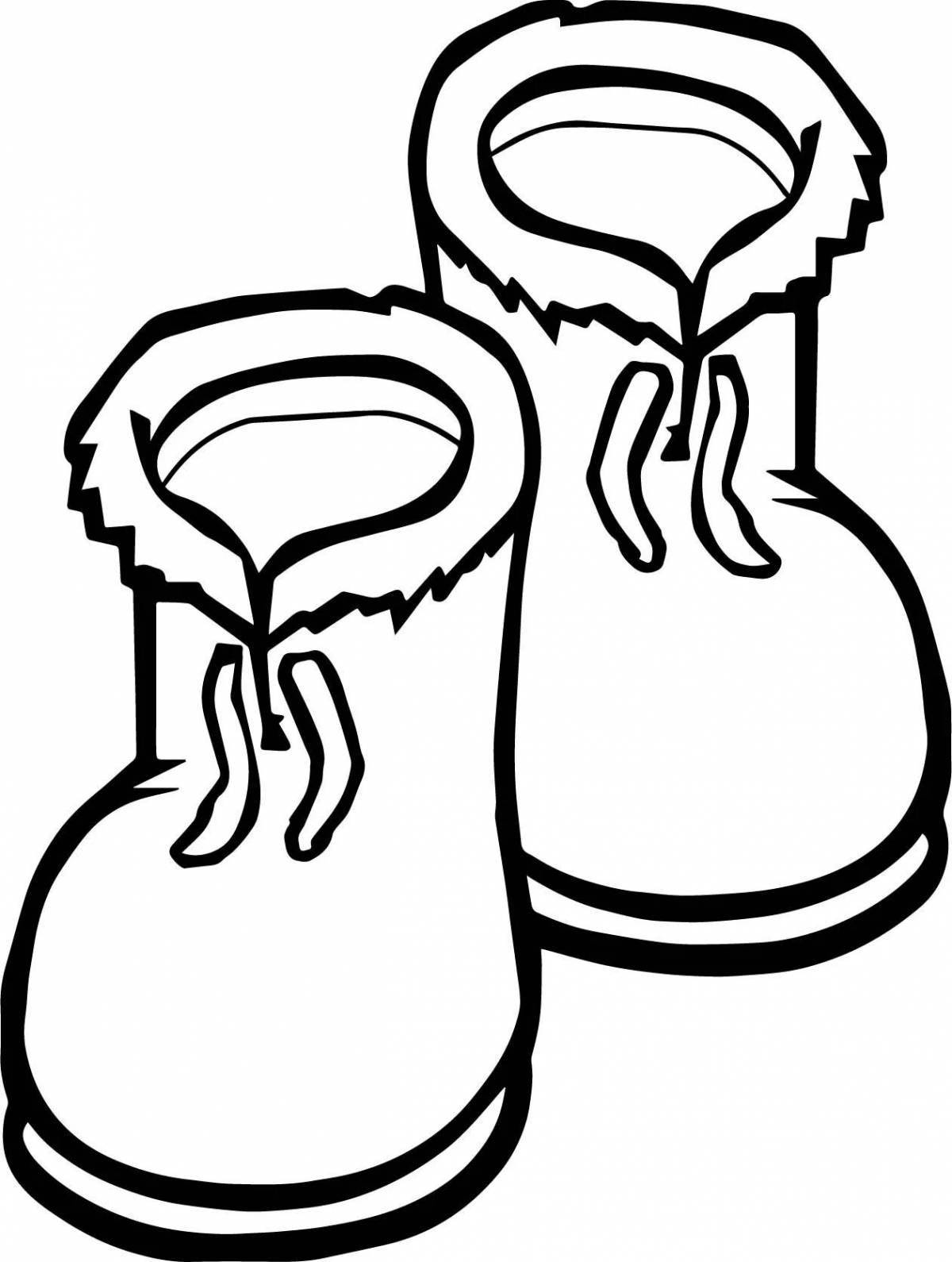 Fun coloring page for winter shoes for kids