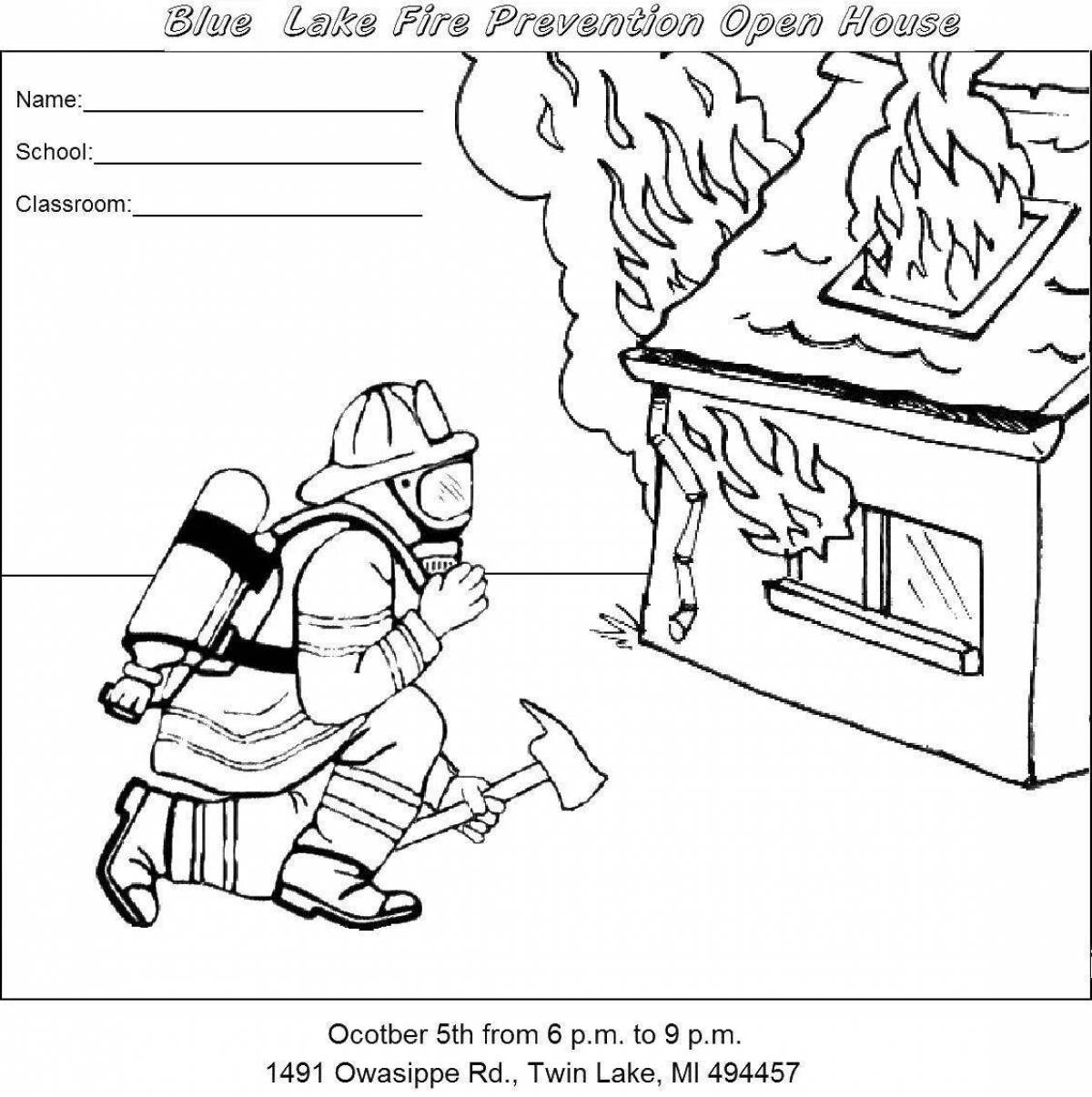 Joyful burning house coloring book for kids