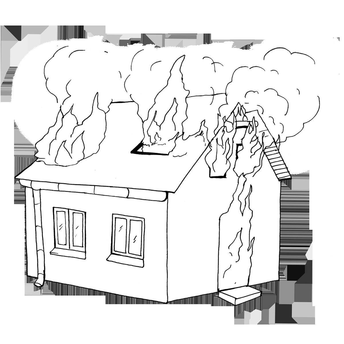 Incredible burning house coloring book for kids