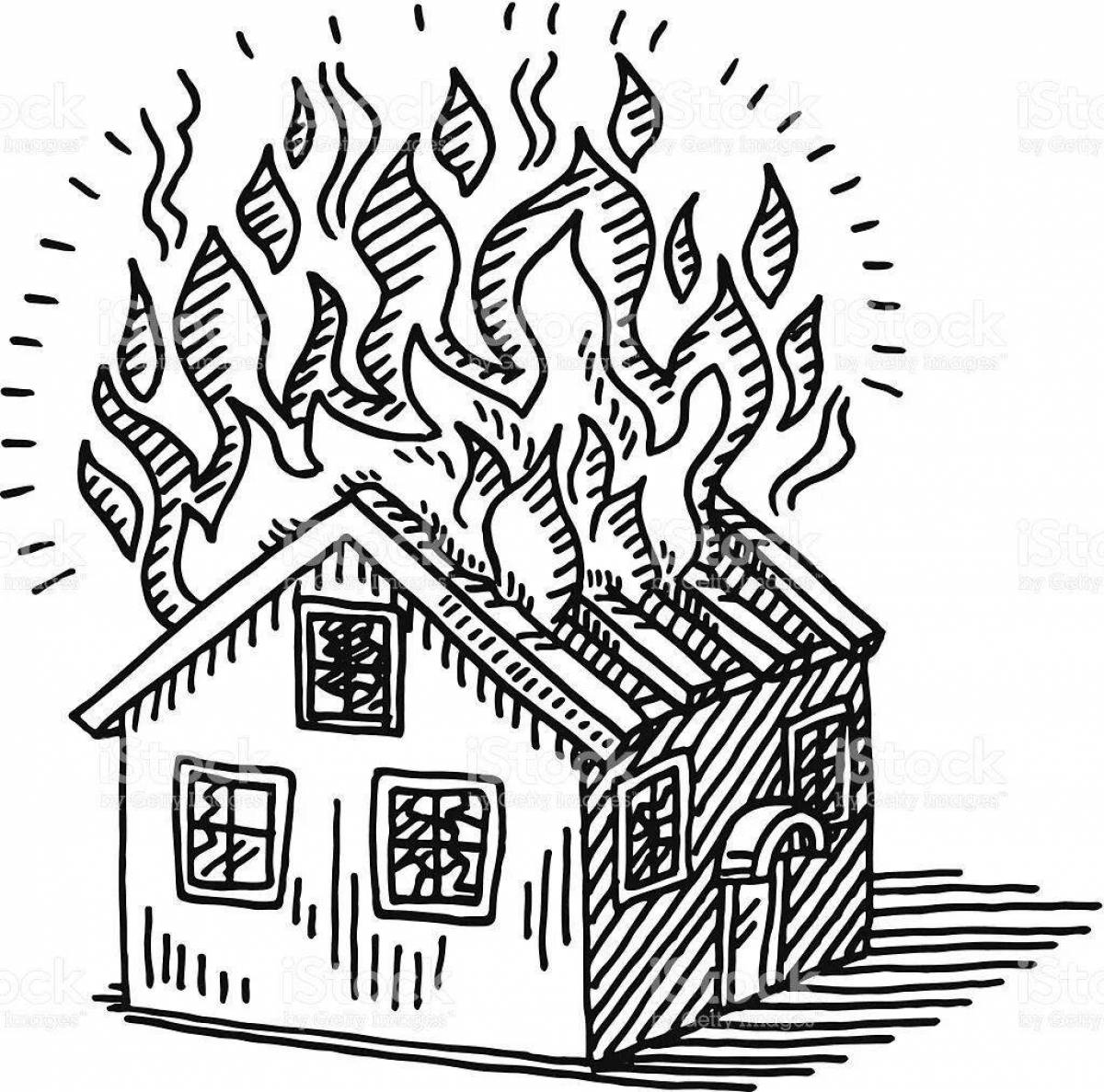 Great burning house coloring book for kids