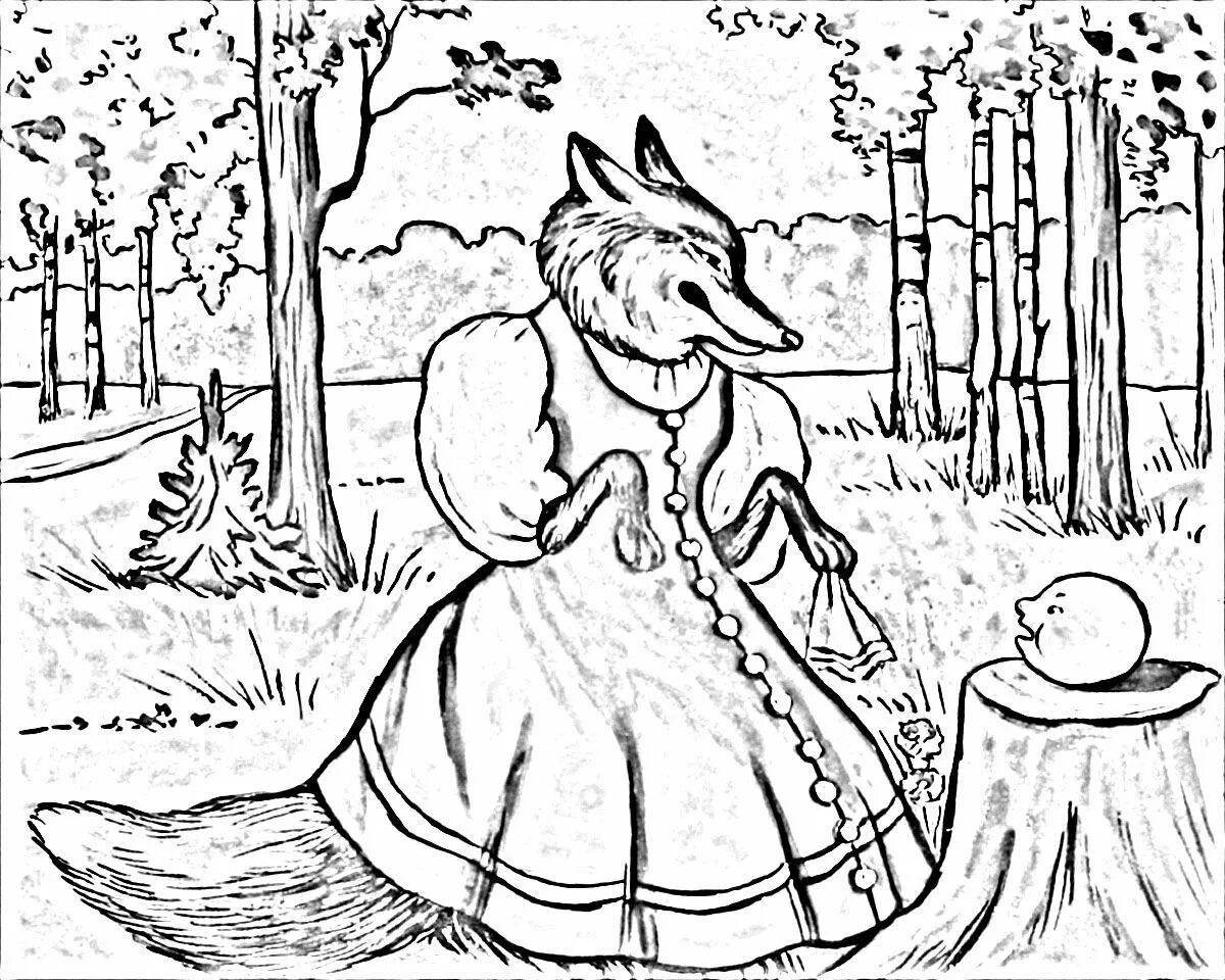 Exquisite coloring fairy fox with a rolling pin