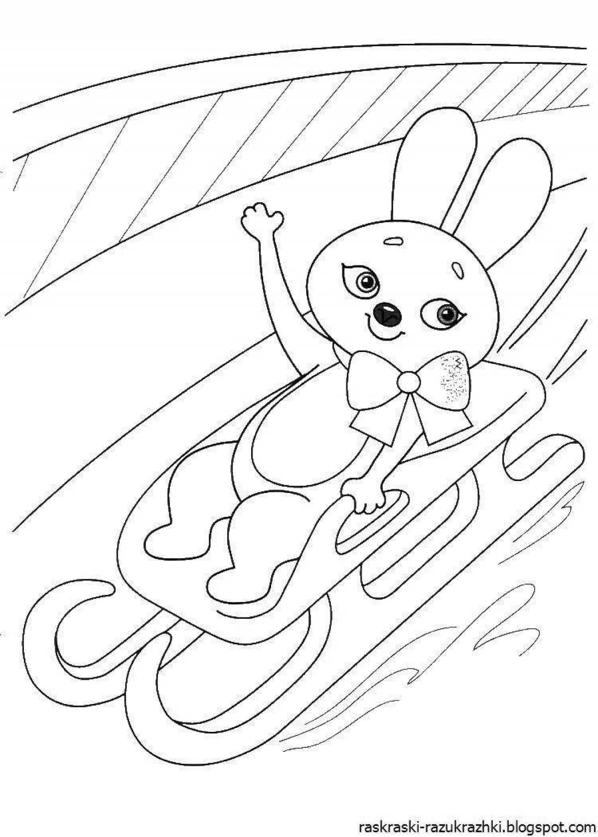 Fun coloring book for luge