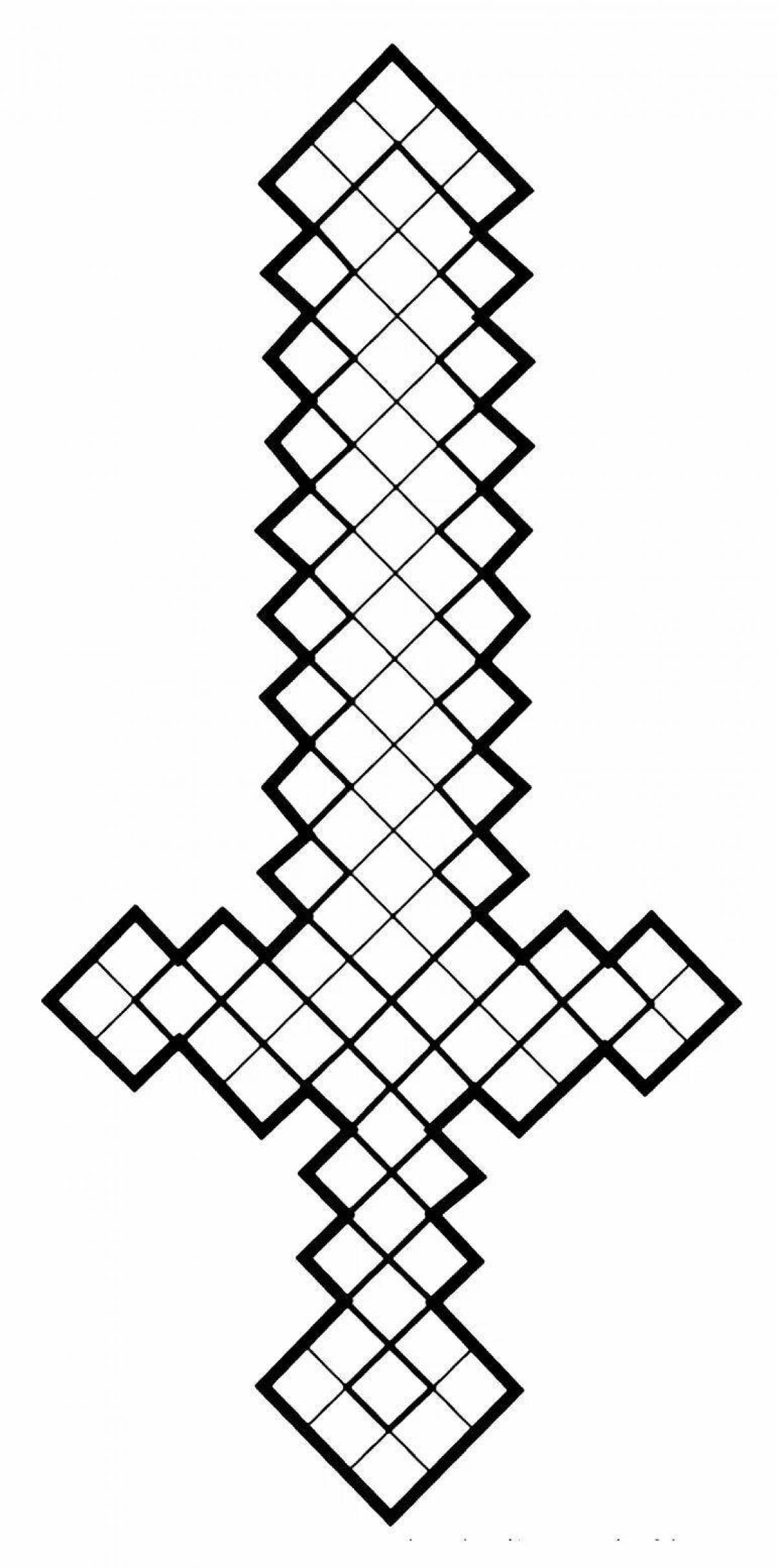 Amazing minecraft sword and pickaxe coloring page