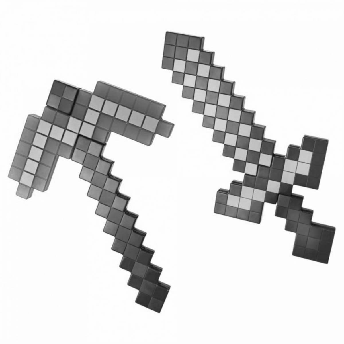 Awesome minecraft sword and pickaxe coloring page