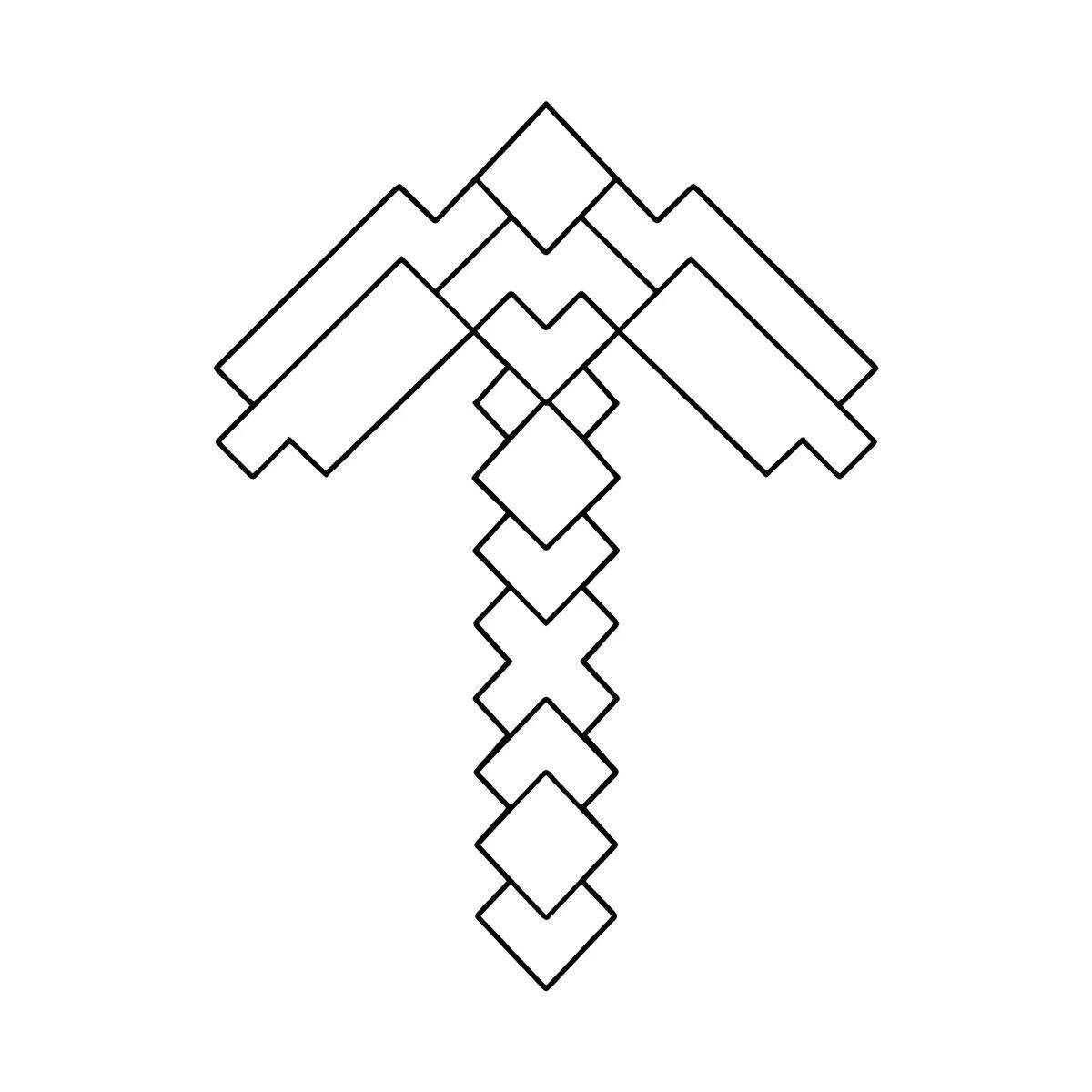 Color minecraft coloring page with sword and pickaxe