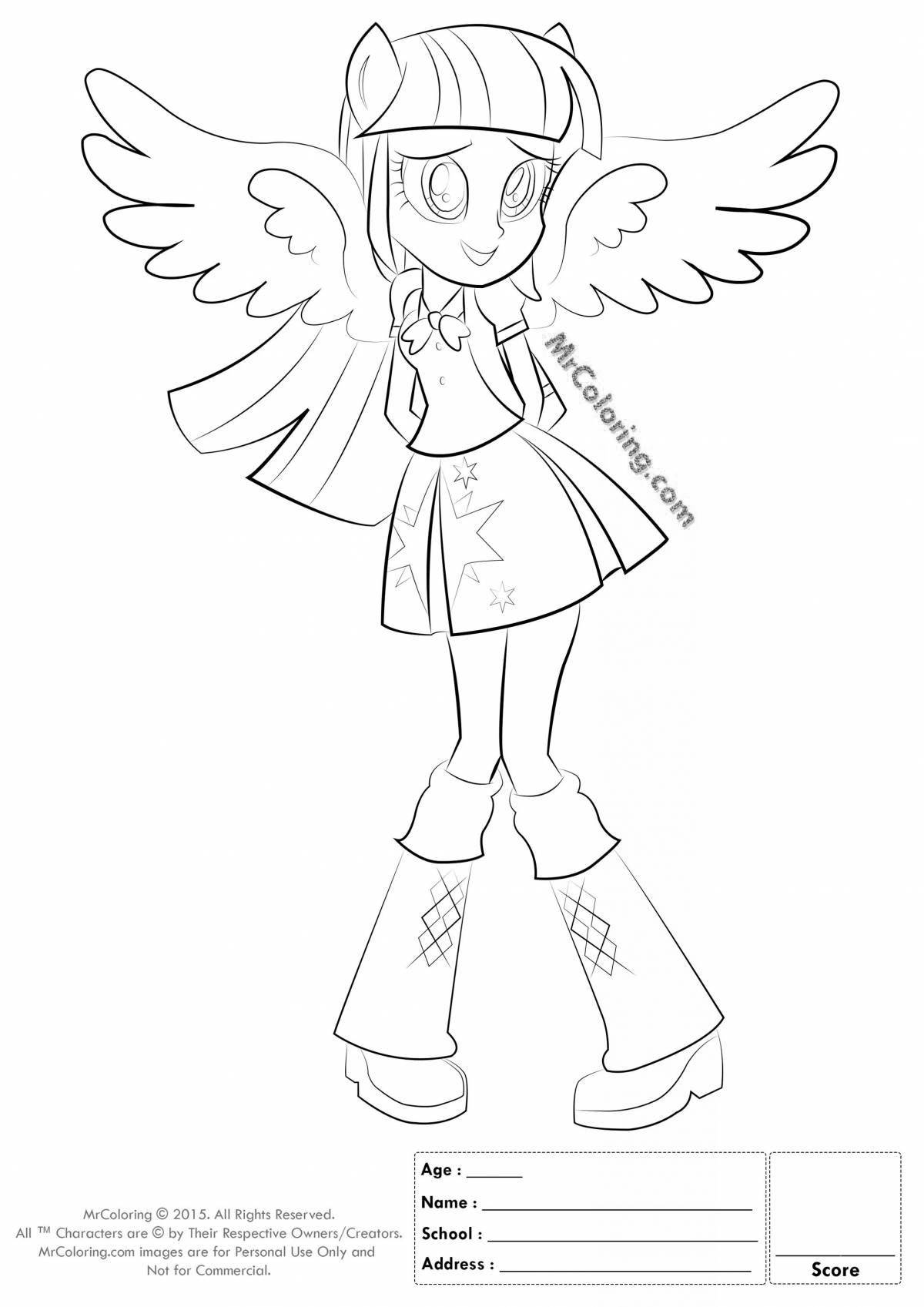 Coloring page gorgeous equestria girl sparkle
