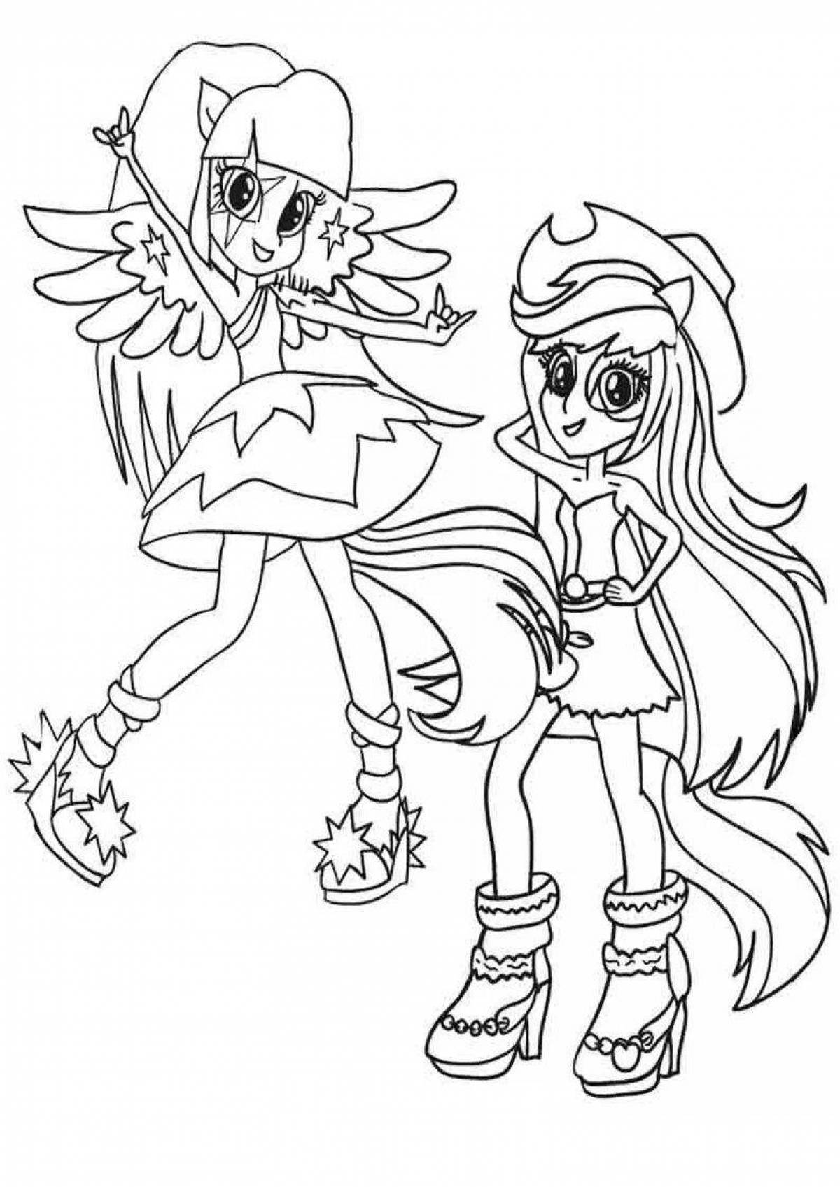 Beautiful coloring book of equestria girl sparkle