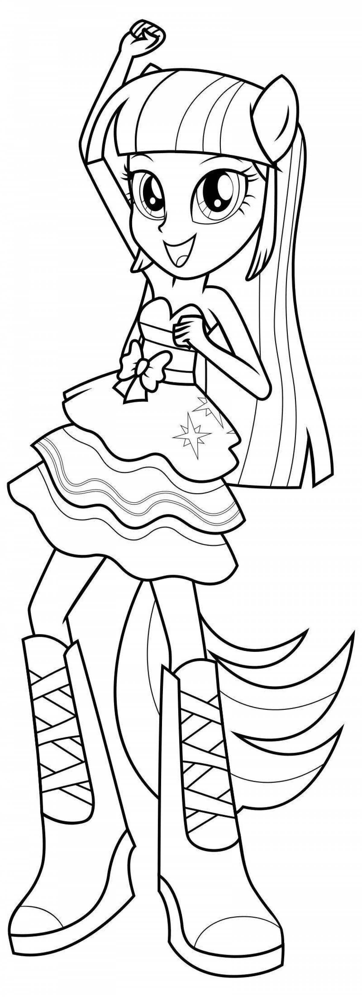 Cheerful Equestria Girl Sparkle coloring book