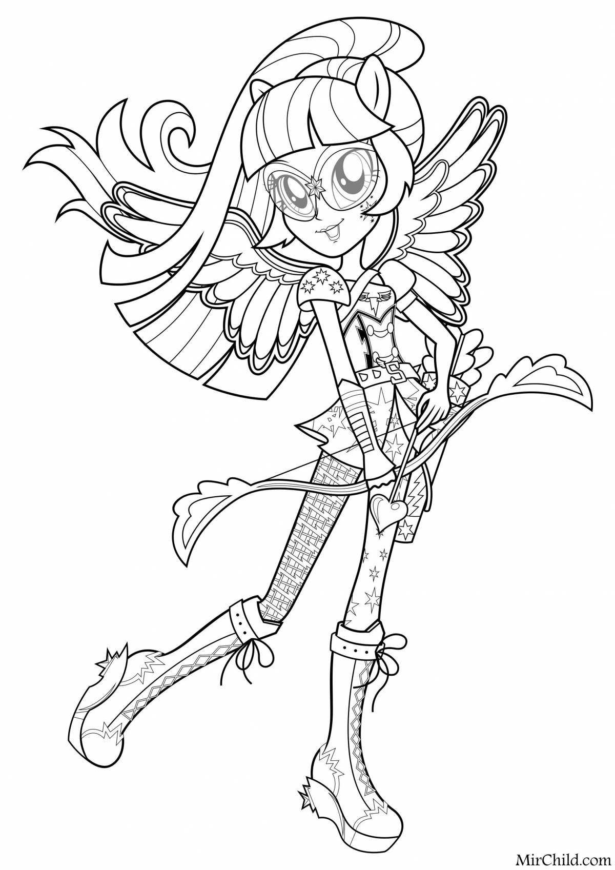 Coloring page fairy girl from equestria sparkle